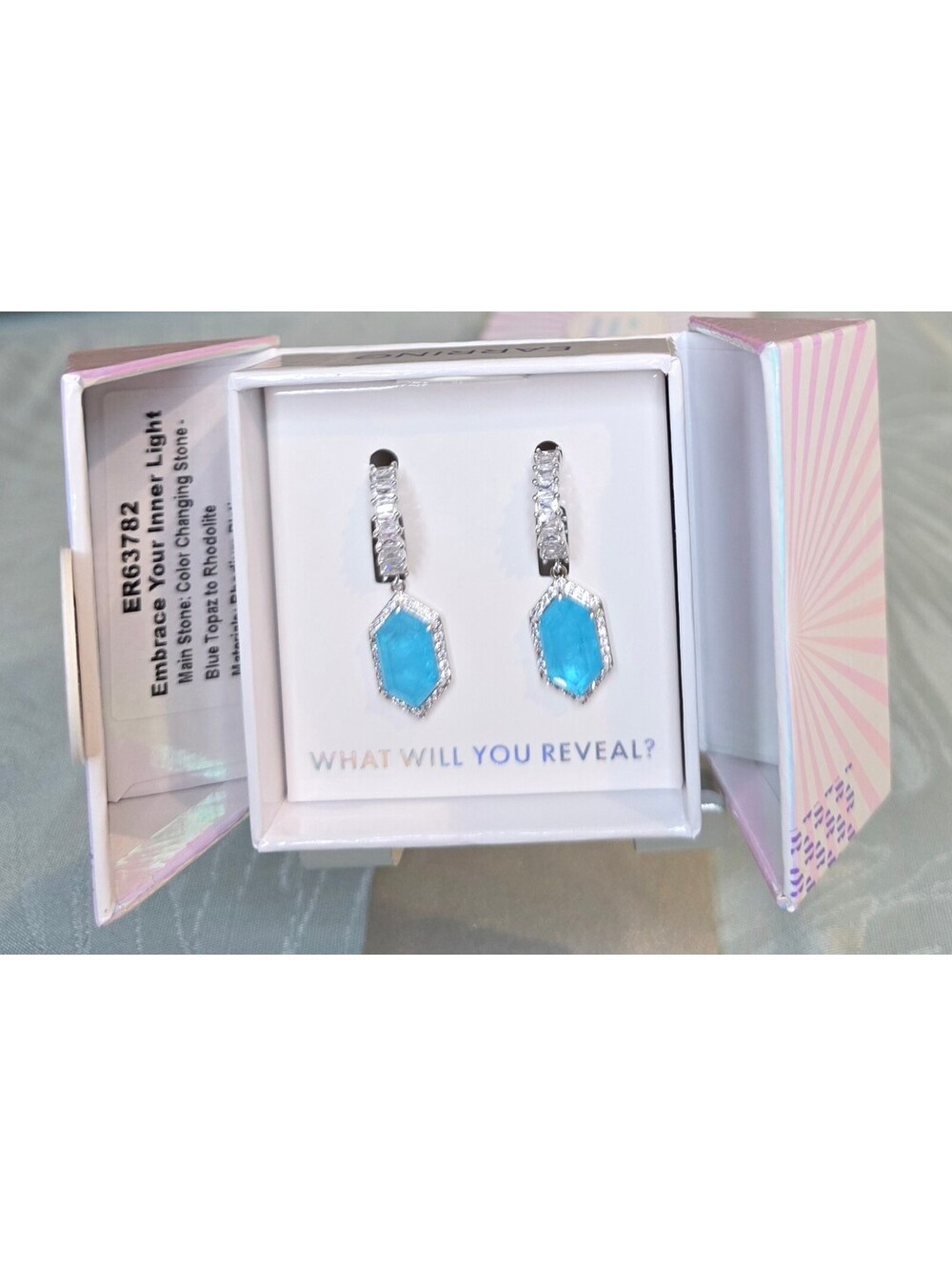 Bomb Party Embrace Your Inner Light Color Changing Stone Earrings with Rhodium